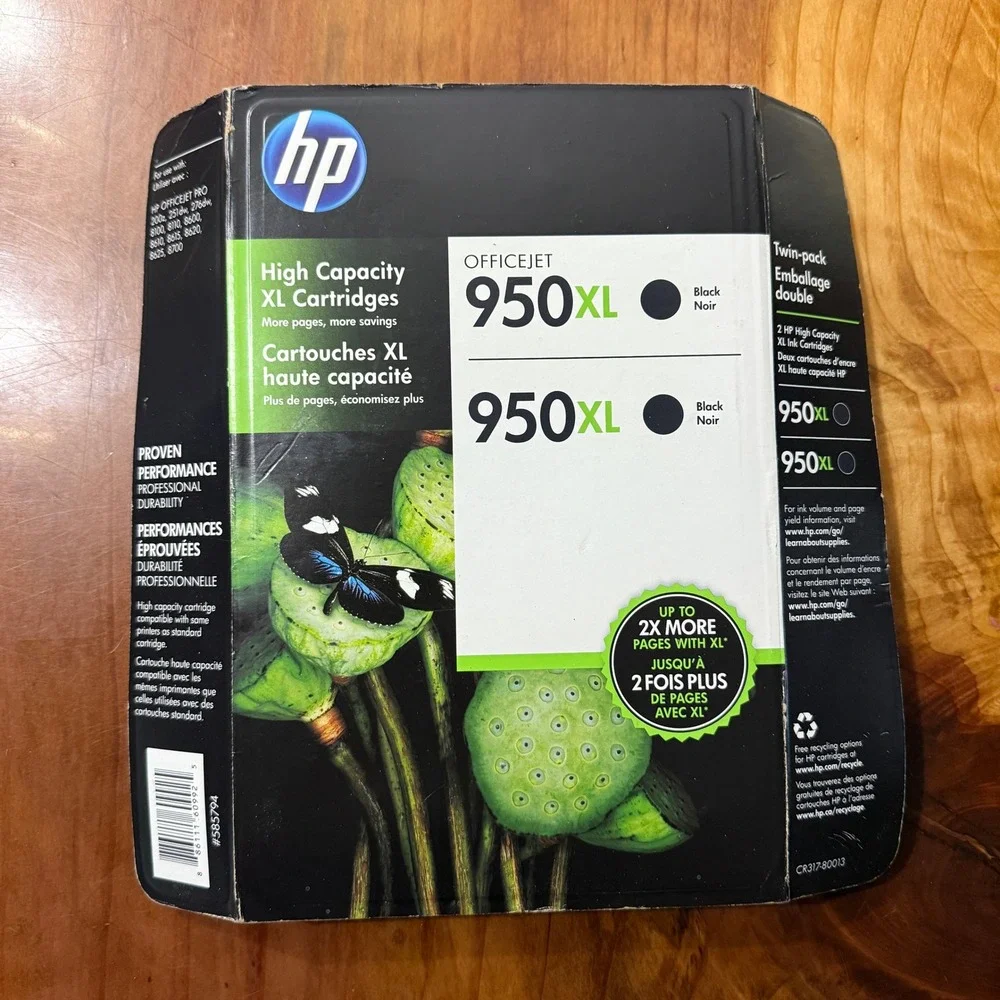NEW Genuine HP Ink 950 XL Black 2 Pack Cartridge Unopened Expires Feb 2018